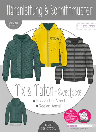 Papierschnitt Mix&Match Sweatjacke Herren | Größe XS-XXXXL