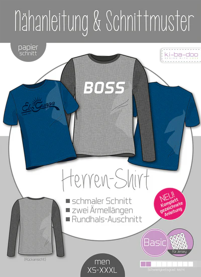 Papierschnitt Basic Shirt Herren | Größe XS bis XXXL Papierschnitt Basic Shirt Herren | Größe XS bis XXXL