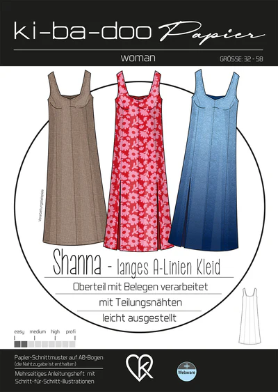 Papierschnitt Kleid Shanna | Größe 32-58 Papierschnitt Kleid Shanna | Größe 32-58