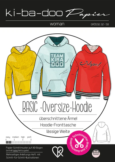 Papierschnitt Basic Oversize Hoodie | Größe 32-58 Papierschnitt Basic Oversize Hoodie | Größe 32-58