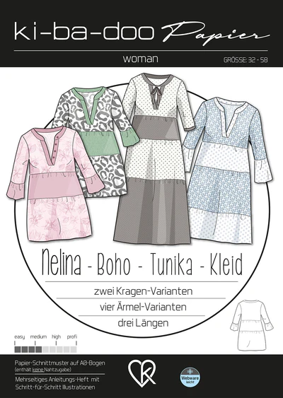 Papierschnitt Bohokleid Nelina | Größe 32-58 Papierschnitt Bohokleid Nelina | Größe 32-58