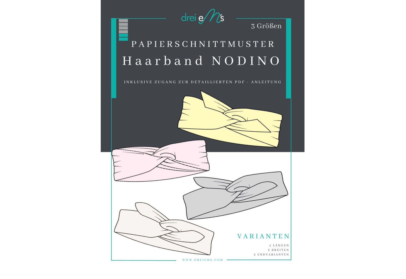 Haarband Schnittmuster „NODINO“ – Papierschnittmuster für stylische DIY Haarbänder